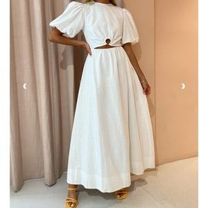 By Nicola - Dahlia Ring Detail Dress Maxi Dress in White, Size 8